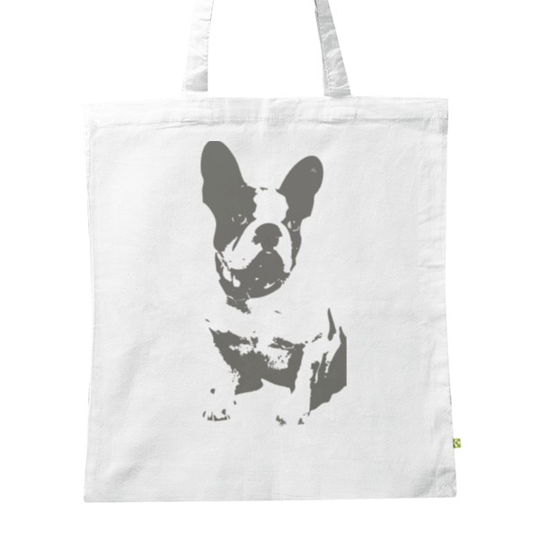 BIO plátěná taška s potiskem Francouzský buldoček na nákupy