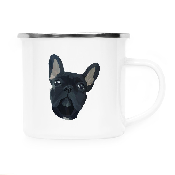 Plecháček - nerezový lem s potiskem Francouzský buldoček na plecháčku