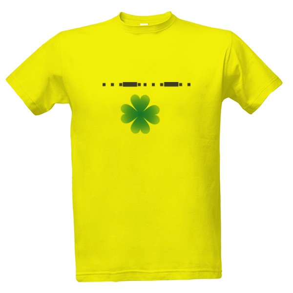 Tričko s potiskem ŠTĚSTÍ v morseovce_ČTYŘLÍSTEK_pro něj